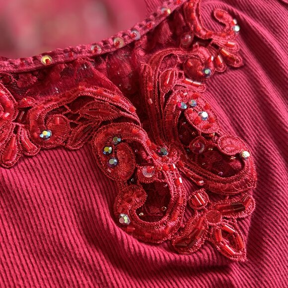 2000s Red Ribbed Embellished Cami ASO Sharpay Evans - Picture 5 of 10